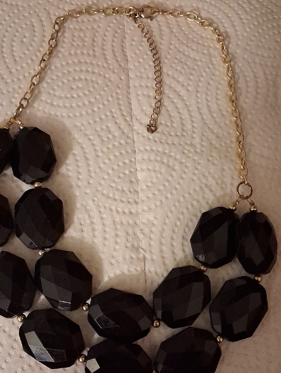 necklace Jewelry - Gold Chain Black Faceted Statement Necklace
